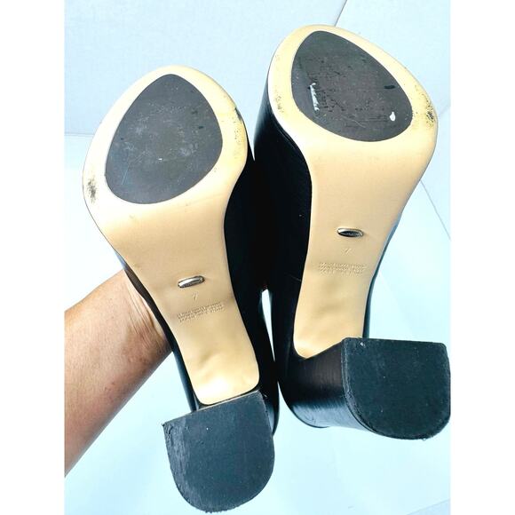 Tony Bianco Jaguar Platform Heels sz 7 Black Como Leather Ankle Strap Pump - Picture 5 of 10